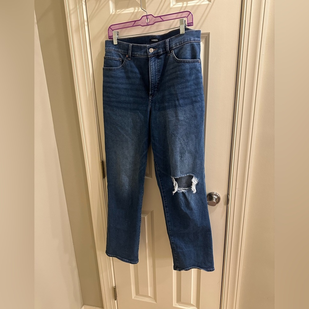 Express Dark Blue Straight Leg Jeans